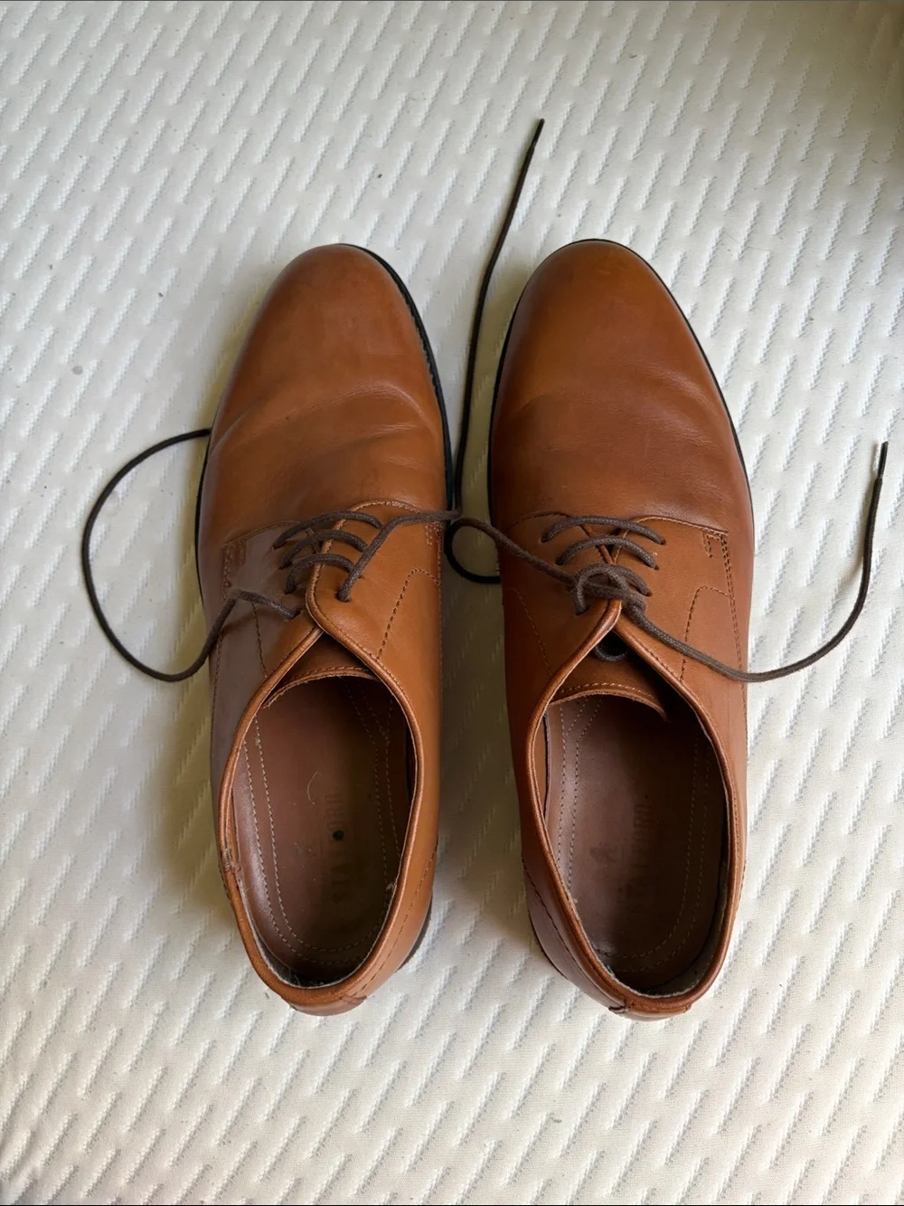 Stafford Men's Cognac Brown Leather Derby Shoes
